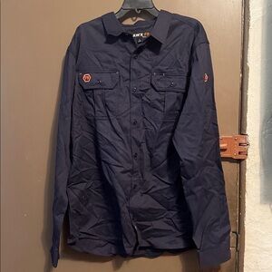 HAWX MEN'S FR SOLID LONG SLEEVE BUTTON-DOWN WOVEN WORK SHIRT Size L